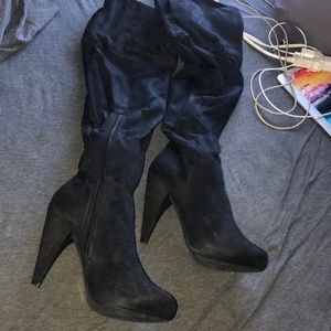 Knee high black heels womens sz 9